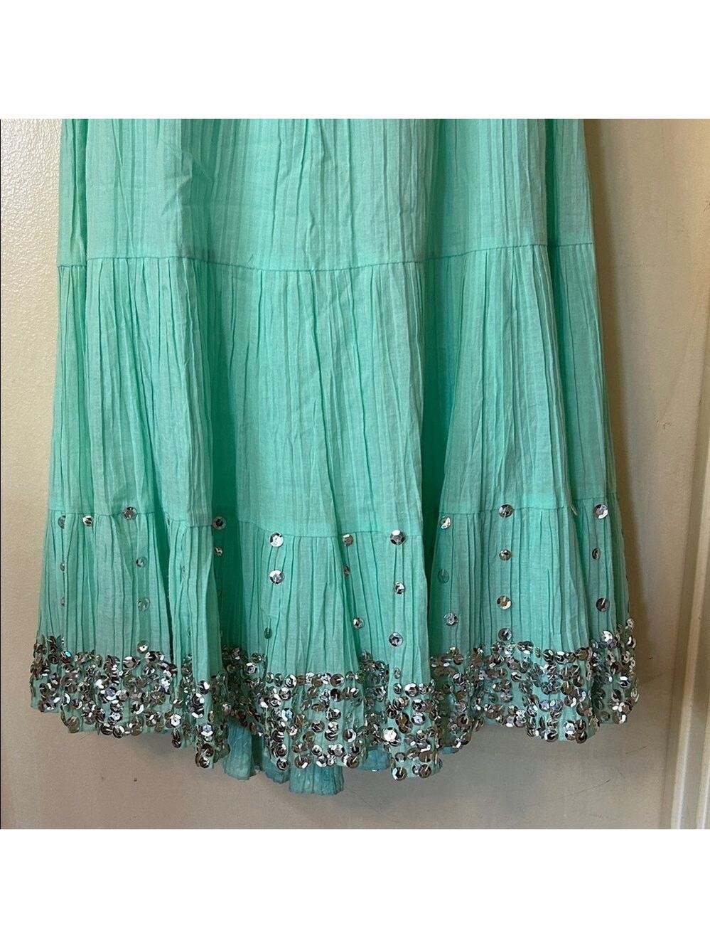Sweet by Miss Me Mint A-Line Skirt with Sequin Hem size L - Picture 5 of 11